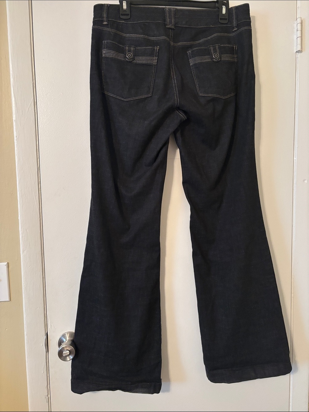 White House Black Market Black Wide Leg Jeans with Contrast Stitching - Picture 3 of 7